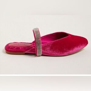 Torrid Slip on Pink Velvet Shoes with Rhinestone Strap Size 8WW